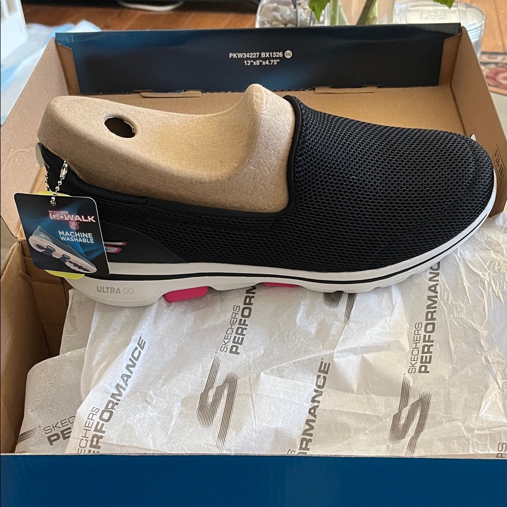 Skechers Black and Pink Slip-On Shoes
